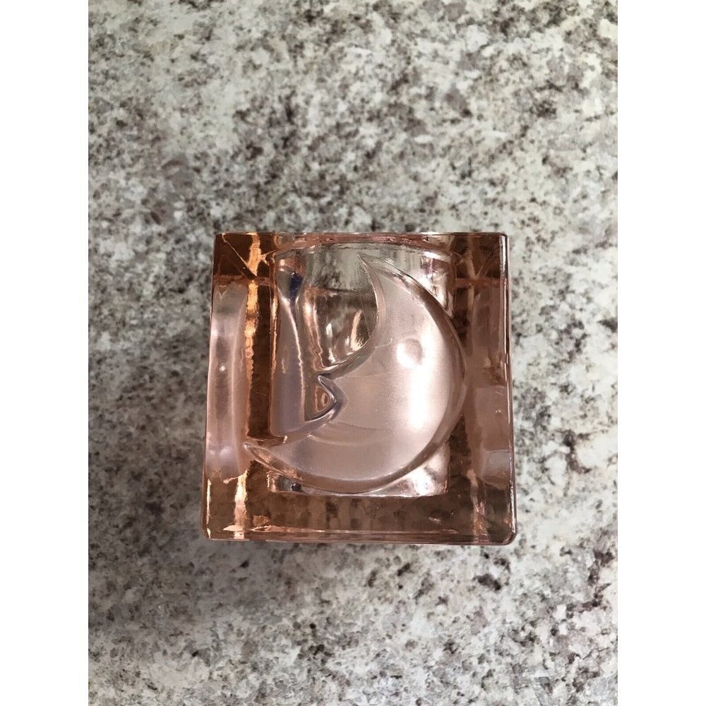 Vintage Viking? Pink Glass, Man In The Moon, MCM Heavy Cube, Votive Holder